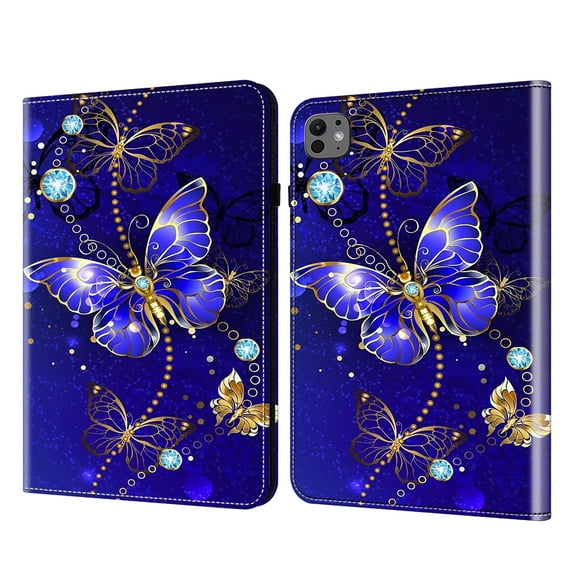 for iPad Pro 13" 2024 M4 7th Generation Case, Pattern Lightweight Soft PU Leather Cover Free-Angle Viewing with Adjustable Stand & Card Slots & Elastic Strap for iPad Pro 13" 2024, Butterfly