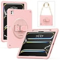 thumbnail image 1 of for iPad Pro 13" 2024 Tablet Case, Durable Sturdy Protection Case with Rotation Stand, Portable Hand Strap and Shoulder Strap Pencil Holder, Heavy Duty Shockproof Anti-Drop Cover, Pink, 1 of 19