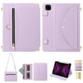 thumbnail image 1 of for iPad Pro 13" (M4) 2024 Crossbody Case, PU Leather Flip Cover with Card Holder Zipper Pocket Flip Stand Shoulder Strap Pen Slot, Envelope Design Tablet Case for iPad Pro 13" (M4) 2024, Purple, 1 of 11