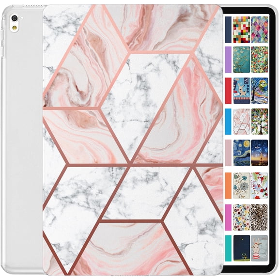iPad Pro 2016 9.7 Inch [ Pro 9.7 ] A1673 A1674 A1675 MLMP2LL/A MM172LL/A MLMN2LL/A MLMW2LL/A Printed Slim Hard Shell Protective Stand Cover - Marble Pink