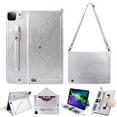 thumbnail image 1 of iPad Pro 4th Generation Case, iPad Pro 12.9 2020 Cover w/ Pen Holder, Dteck Premium PU Leather Folio Stand Handle/Shoulder Strap Handbag Case Protective Cover for iPad A2229/A2069/A2032/A2233, Silver, 1 of 8