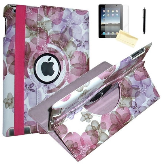 iPad Pro 9.7 Case (2016 Released), JYtrend Rotating Stand Smart Cover For A1673 A1674 (Pink Flower)