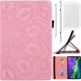 thumbnail image 1 of for iPad Pro M4 11" (2024) Leather Case, Matte Skin Feel Floral Embossed Folio Cover Stand Support, Card Slot Stylus Pen Holder, Soft TPU Inner Shell, Screen Protector, 1 of 8