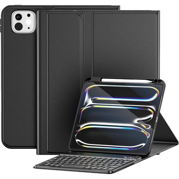 for iPad Pro M5/M4 11" Keyboard Case with Wireless Magnetic Keyboard | Folder Style Cover Three Adjustable Angles with Pen Slot and Honeycomb Heat Dissipation for iPad Pro (M5/M4,2025/2024),Black
