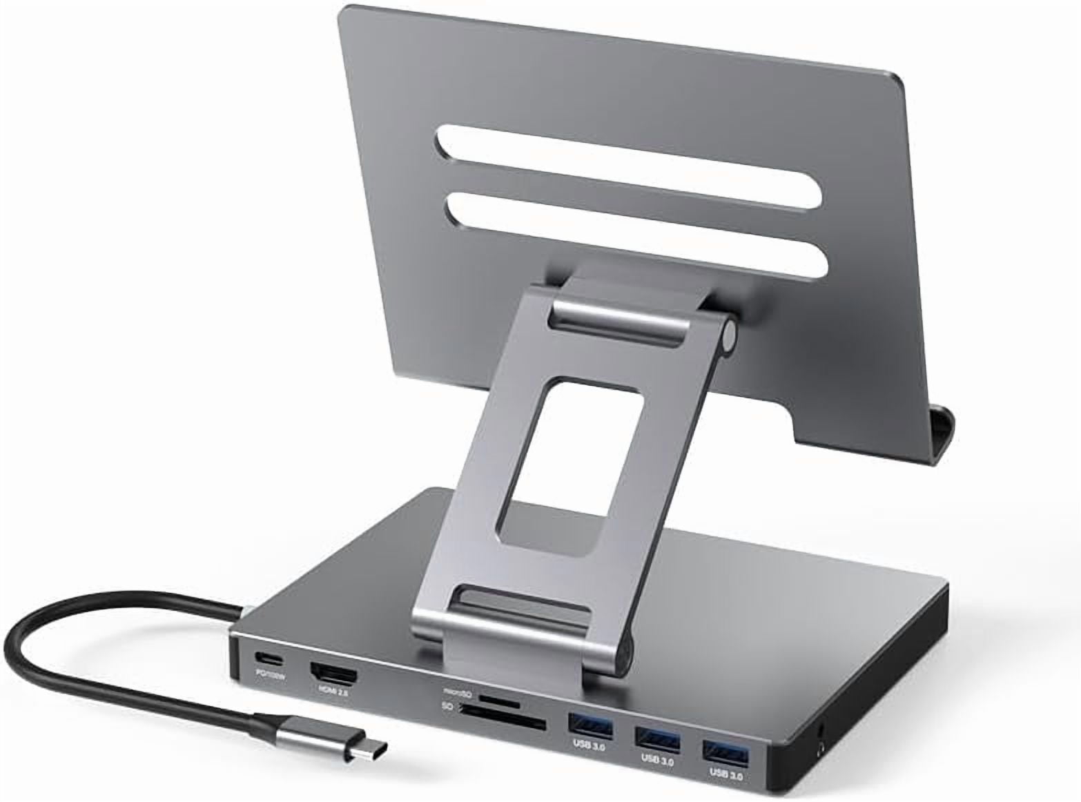 Adapter for iPad Pro M4 M2 13 12.9 11-inch iPad Air Docking Station, Foldable 4K 60Hz HDMI, PD Charging, SD/TF Card Reader, 3 USB 3.0,3.5mm Audio, iPad Docking Station