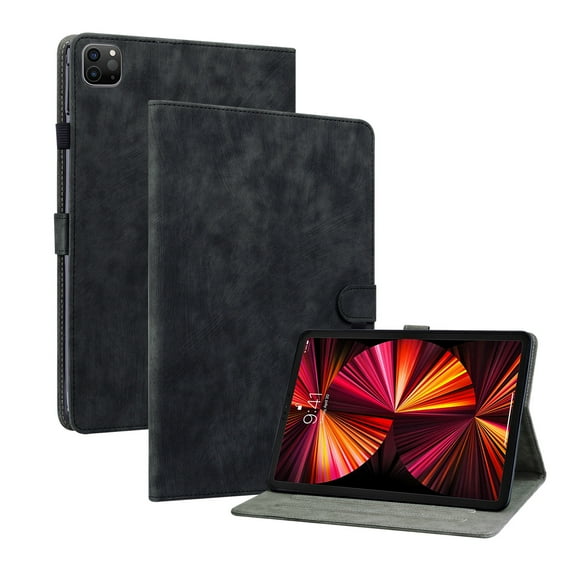 For iPad Pro12.9 Inch 5th Generation 2021/4th Generation 2020/3rd Generation 2018 PC Tablet Case, Premium Shockproof Stand Folio Case Multi-Viewing Angles Card Slots Soft TPU Back Cover, Black