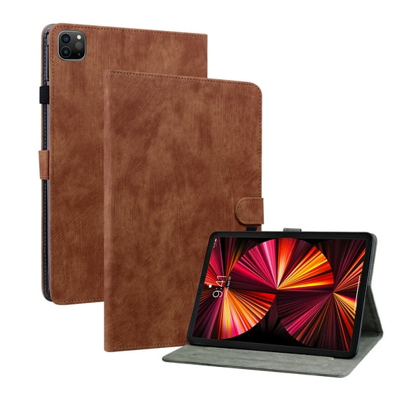 For iPad Pro12.9 Inch 5th Generation 2021/4th Generation 2020/3rd Generation 2018 PC Tablet Case, Premium Shockproof Stand Folio Case Multi-Viewing Angles Card Slots Soft TPU Back Cover, Brown