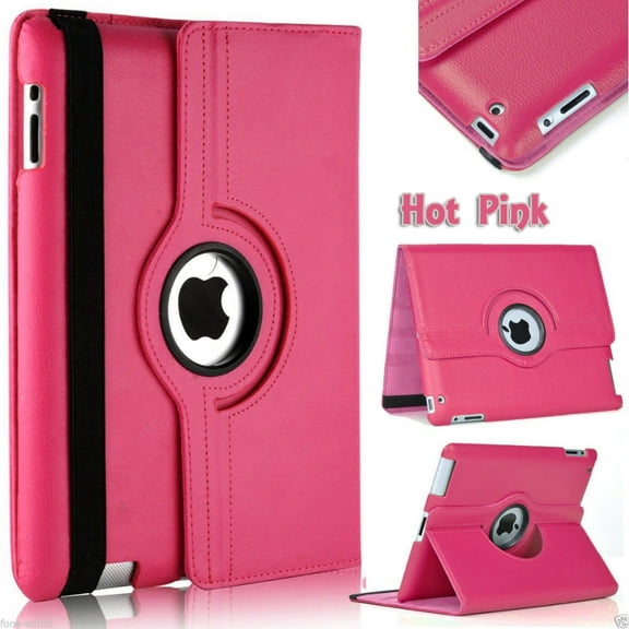 iPad Rotating Case with Auto Wake/Sleep Feature, iPad Mini 1st /iPad Mini 2nd /iPad Mini 3rd Cases, 360 Degree Rotating Stand Protective Cover Smart Case for Apple iPad Mini 1/Mini 2/Mini 3 Hot Pink