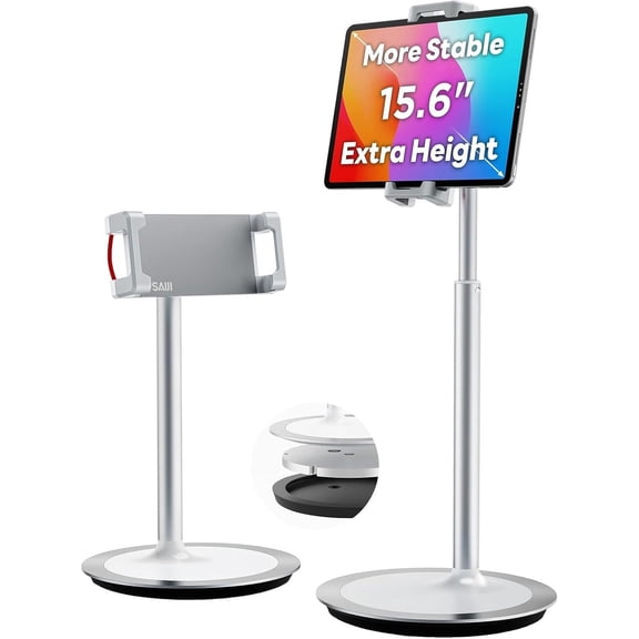 iPad Stand for Desk - Height Adjustable & Weighted Base Phone Holder