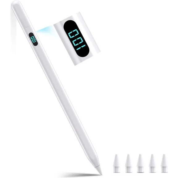 iPad Stylus Pencil (5 Extra Tips) with Magnetic Attachment,USB-C Faster Charge,Tilt Sensitivity Palm Rejection,Compatible with2018-2025 iPad ProM4/12.9/11,Air M3/M2/3/4/5,iPad6-11,Mini5/6/7Gen