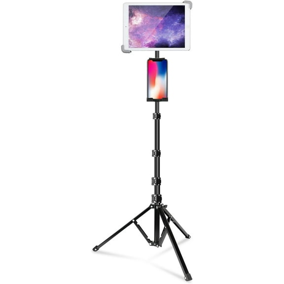 iPad Tripod Stand, 65-inch Height Adjustable iPad Stand Holder, 360 Rotating Tablet Tripod for Music, Compatible with iPad Pro 13 12.9 11 Air and All 4-14.5 Inch Tablets