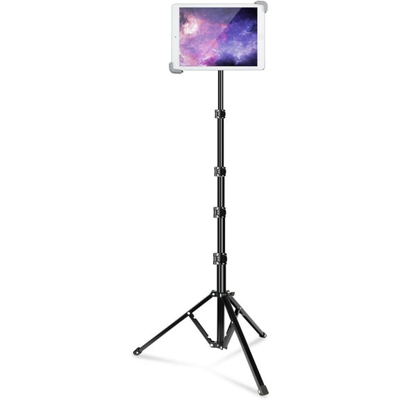iPad Tripod Stand, Aluminum Alloy iPad Stand, 360 Rotation Adjustable Height iPad Stand Holder for Floor, Universal Compatible with All 7.9-11 Inch Tablet