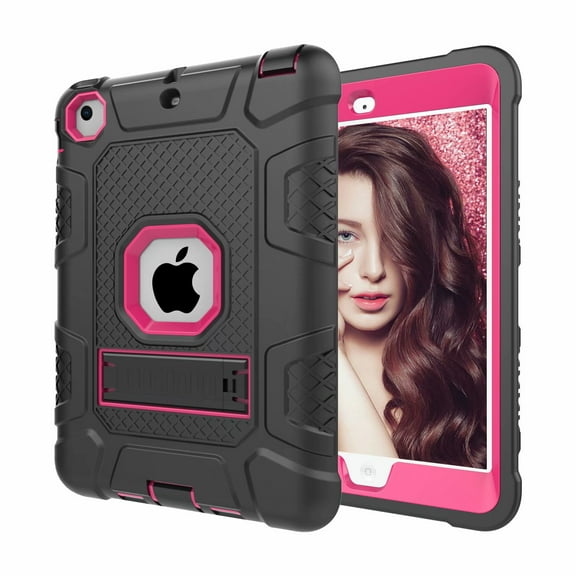 iPad min 4 Case, Dteck Shockproof Stand Kids Case Protective Cover, Black / Rose