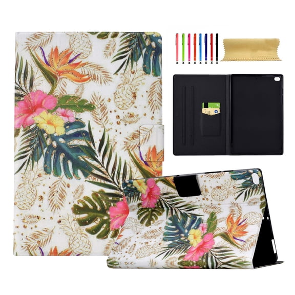 for iPad mini 1/2/3/4/5 Case, Pattern PU Leather Full Body Protective Adjustable Stand Cover with Card Pocket Folio Flip Case Cover for iPad mini 1/2/3/4/5, Golden Pineapple