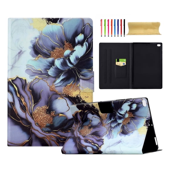 for iPad mini 1/2/3/4/5 Case, Pattern PU Leather Full Body Protective Adjustable Stand Cover with Card Pocket Folio Flip Case Cover for iPad mini 1/2/3/4/5, Peony Flower