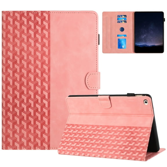 for iPad mini 1/2/3/4/5 Folio Case, Slim PU Leather Case with Smart Auto Wake / Sleep Function Adjustable Stand with Pencil Holder and Card Slots Cover for iPad mini 1/2/3/4/5, Pink