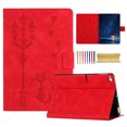 thumbnail image 1 of for iPad mini 1/2/3/4/5 Folio Flip Case, Embossed PU Leather Case with Smart Auto Wake / Sleep Function & Adjustable Stand (3 Anti-Slip Strips) with Card Slots Protective Cover, Red, 1 of 5
