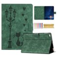 thumbnail image 1 of for iPad mini 1/2/3/4/5 Folio Flip Case, Embossed PU Leather Case with Smart Auto Wake / Sleep Function & Adjustable Stand (3 Anti-Slip Strips) with Card Slots Protective Cover, Green, 1 of 5