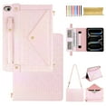 thumbnail image 1 of For iPad mini 1/2/3/4/5 Wallet Case,With Shoulder Strap&Hand Strap With Elastic,[Stylus Slots&Envelope Pocket,Card Slots],Flip Folio Stand PU Leather Shockproof Rugged Cover,Pink, 1 of 10