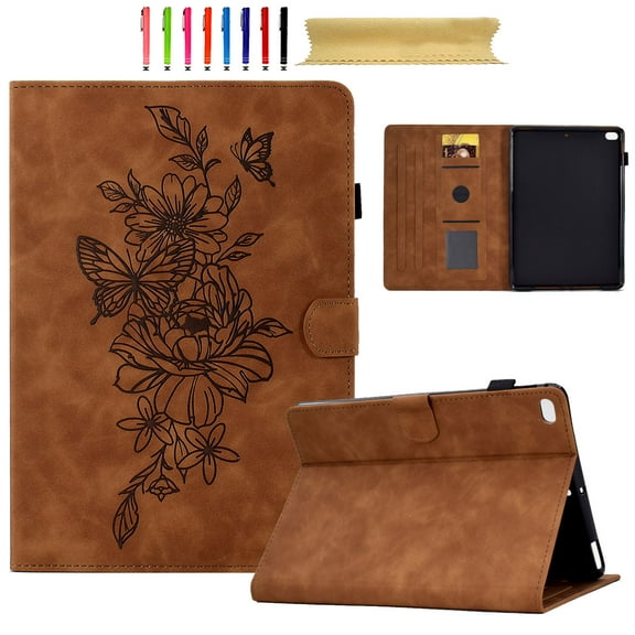 for iPad mini 1/2/3/4/5th Generation, Premium Luxury PU Leather Cover/Smart Folio with Dual Stand and Auto Sleep/Wake Function Case Cover with Pen Slot & Card Slots for iPad mini 1/2/3/4/5th, Brown