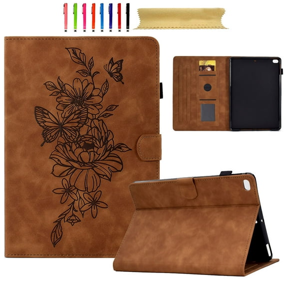 for iPad mini 1/2/3/4/5th Generation, Premium Luxury PU Leather Cover/Smart Folio with Dual Stand and Auto Sleep/Wake Function Case Cover with Pen Slot & Card Slots for iPad mini 1/2/3/4/5th, Brown
