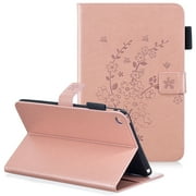 iPad mini 4 Case, iPad mini 4th Generation Case 7.9", Allytech PU Leather Slim Fit Blossom Magnetic Stand Folio Book Cover Style Cards Holder Wallet Case for Apple iPad mini 4 A1550 A1538, Rosegold