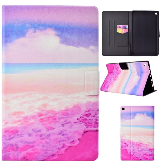 iPad mini 4 Case, iPad mini 2 3 Case, Allytech PU Leather Multi Angle Stand Smart Cover Auto Sleep Wake Folio Full Protective Magnetic Covers and Cases for Apple iPad mini 1 2 3 4, Pink Beach
