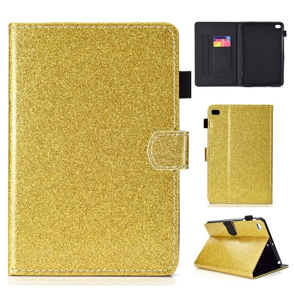 iPad mini 4 Case, iPad mini 2 3 Case Cover, Allytech PU Leather Folio Glitter Sparke Full Protective Multi Angle Stand Auto Sleep Wake Case Cover with Pencil Holder for Apple iPad mini 1 2 3 4, Gold