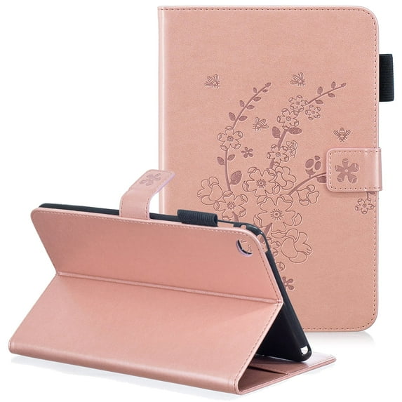 iPad mini 4 Case, iPad mini 4th Generation Case 7.9", Allytech PU Leather Slim Fit Blossom Magnetic Stand Folio Book Cover Style Cards Holder Wallet Case for Apple iPad mini 4 A1550 A1538, Rosegold