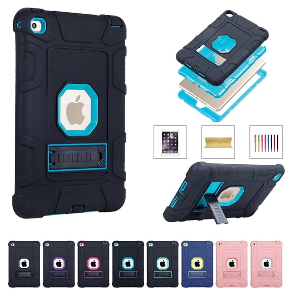 iPad mini 5 2019 Case, iPad mini 4 Case, Dteck 3 in 1 Hybrid Heavy Duty Rugged Shockproof Anti-Scratch Protective Kickstand Case With PET Screen Protector For iPad mini 4/5, Black/Blue