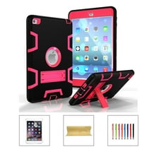 iPad mini 5 2019 Case, iPad mini 4 Case, Dteck Shockproof Three Layer Hybrid Rugged Heavy Duty Kickstand Anti-Slip Cover with PET Screen Protector For iPad mini 4/mini 5, Black/Rose