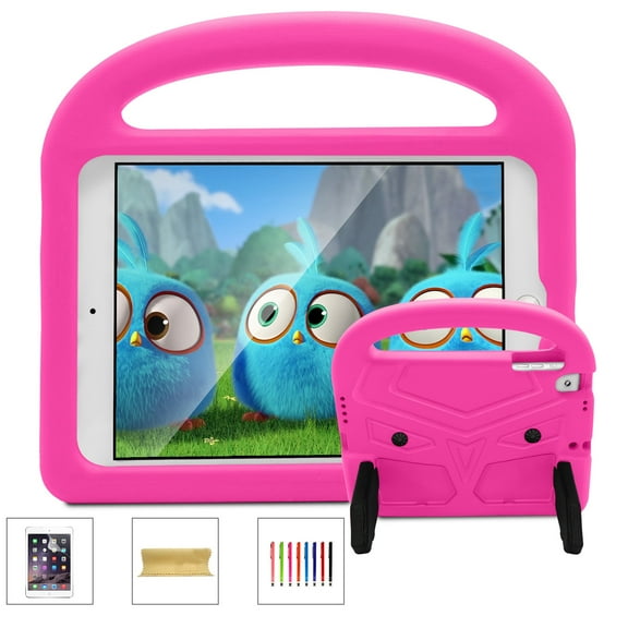 iPad mini 5 2019 Case, iPad mini 4 Case, iPad mini 7.9" Tablet Case, Dteck Shockproof Hard Rubber Lightweight Handle Stand Protective Kids Cover For iPad mini 1 2 3 4 5 7.9 inch, Pink