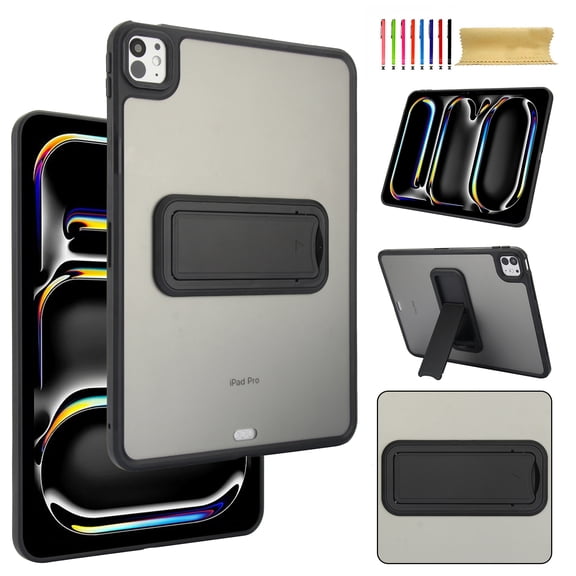 For iPad mini 5/mini 4 7.9" Case,With Retractable Kickstand,Frosted Translucent Shockproof Lightweight A nti-fall Ultra Slim Skin Feel Back Thin Fit Rugged Drop Protective Case Cover,Black