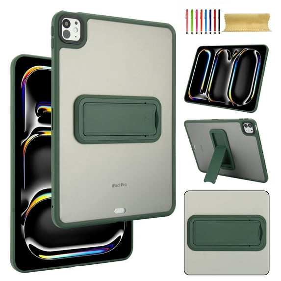 For iPad mini 5/mini 4 7.9" Case,With Retractable Kickstand,Frosted Translucent Shockproof Lightweight A nti-fall Ultra Slim Skin Feel Back Thin Fit Rugged Drop Protective Case Cover,Green