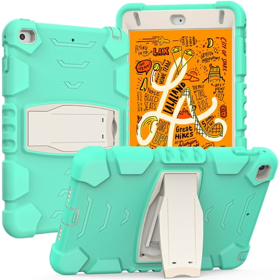 iPad mini 5th Generation (2019) 7.9-inch Case,Dteck Shockproof Rubber 3-layer Protection Armor Hybrid Kickstand Protector for iPad mini 4 (2015),Mintgreen
