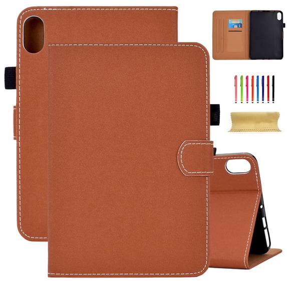 iPad mini 6 Case, Dteck Flip Case for iPad mini 8.3 inch 2021, Matte PU Leather Wallet Case with Auto Wake Sleep For iPad mini (6th Generation),Brown