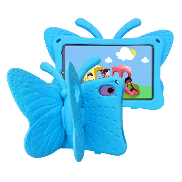Dteck Kids Case for iPad mini 7 (2024) 8.3", iPad mini 6th Generation 2021 Case for Kids, Pretty Butterfly Stand Shockproof EVA Foam Sturdy Shell Rugged Case for iPad mini 8.3" (2024/2021),Blue