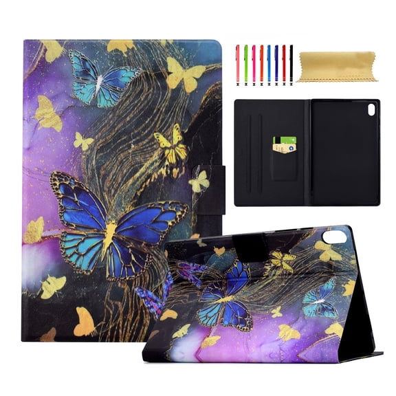 for iPad mini 6th Gen 8.3" 2021 Case, Pattern PU Leather Full Body Protective Adjustable Stand Cover with Card Pocket Folio Flip Case Cover for iPad mini 6th Gen 8.3" 2021, Gold Butterfly