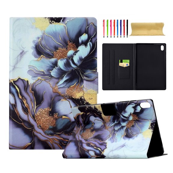 for iPad mini 6th Gen 8.3" 2021 Case, Pattern PU Leather Full Body Protective Adjustable Stand Cover with Card Pocket Folio Flip Case Cover for iPad mini 6th Gen 8.3" 2021, Peony Flower