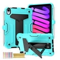 thumbnail image 1 of for iPad mini 6th Gen 8.3" 2021 Case with Pencil Holder & Kickstand, Shockproof Drop Proof Kids Friendly Rugged Full Body Protective Case Cover for iPad mini 6th Gen 8.3" 2021, Mint+Black, 1 of 4