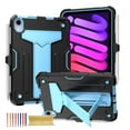 thumbnail image 1 of for iPad mini 6th Gen 8.3" 2021 Case with Pencil Holder & Kickstand, Shockproof Drop Proof Kids Friendly Rugged Full Body Protective Case Cover for iPad mini 6th Gen 8.3" 2021, Black+Blue, 1 of 4