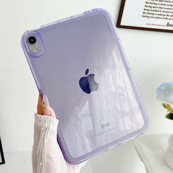 for iPad mini 6th Gen 8.3" 2021 Glitter Clear Back Case, Stylish Soft TPU Lightweight Ultra Slim Drop Protective Anti-Yellow Anti-Slip Anti-Scratch Case Cover for iPad mini 6th, Purple