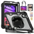 thumbnail image 1 of for iPad mini 6th Gen 8.3" 2021 Rugged Case, 360 Rotating Hand Strap Stand/Pencil Holder/Adjustable Crossbody Strap, [2 In 1] Protective for iPad mini 6th Gen 8.3" 2021, Black, 1 of 12