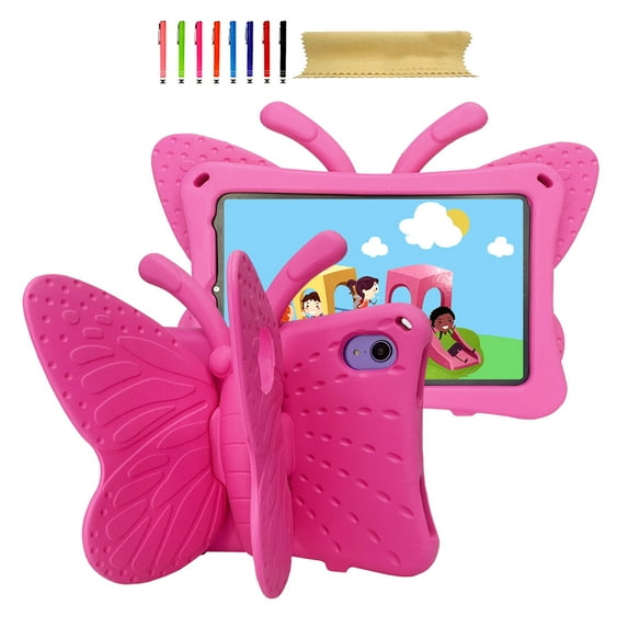 for iPad mini 6th Gen 8.3" 2021 / iPad mini 7th Gen (A17 Pro) 2024 8.3" Kids Girls Case with Kickstand Soft EVA Foam Lightweight Shockproof Handle Stand Cover, Rose