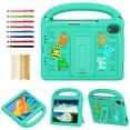thumbnail image 1 of for iPad mini 6th Gen 8.3" 2021 / iPad mini 7th Generation (A17 Pro) 2024 8.3" Silicone Kids Friendly Shockproof Cute Case with Handle Grip, Heavy Duty Multiple Angles Kickstand Rugged Cover, Green, 1 of 8