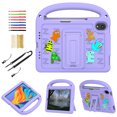 thumbnail image 1 of for iPad mini 6th Gen 8.3" 2021 / iPad mini 7th Generation (A17 Pro) 2024 8.3" Silicone Kids Shockproof Cute Case with Handle, Multiple Angles Stand Rugged Cover with Removable Shoulder Strap, Purple, 1 of 9