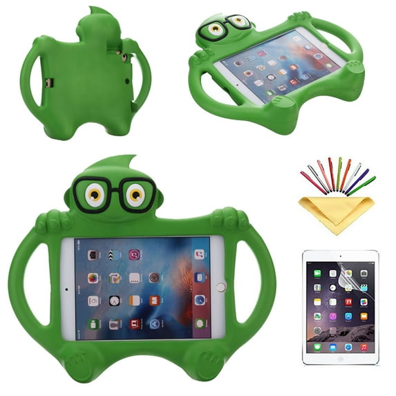 iPad mini 7.9 Case, iPad mini 2 Case, iPad mini 3 Case, iPad mini 4 Kids Case, Dteck Shockproof Heavy Duty Kickstand Protective Cover For iPad mini 1 2 3 4 7.9 inch (not fit mini 5), Green Cartoon