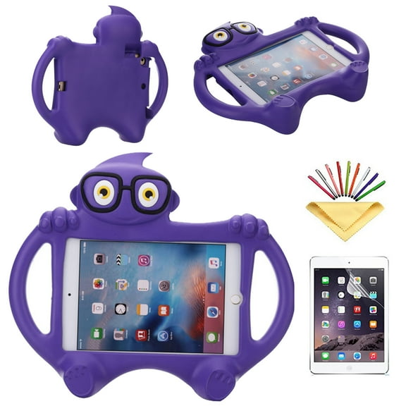 iPad mini 7.9 Case, iPad mini 2 Case, iPad mini 3 Case, iPad mini 4 Kids Case, Dteck Shockproof Heavy Duty Kickstand Protective Cover For iPad mini 1 2 3 4 7.9 inch (not fit mini 5), Purple Cartoon