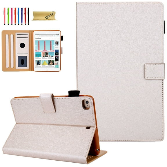 iPad mini 7.9" Tablet Case, Dteck Pure Color PU Leather Flip Folio Stand Case Cover, Built-in Card Slots & Money Pocket, Magnetic Closure, Compatible with Apple iPad mini 1 2 3 4 5 7.9 inch, Gold