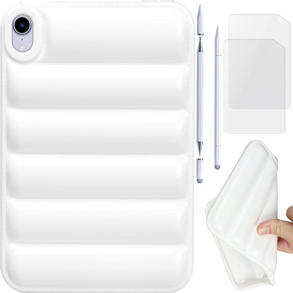 for iPad mini 7 (A17 Pro)/mini 6 Case Cover, 3D Cube Raised Back Design Shockproof Soft Ultra Slim Light Protective Shell with Screen Protector & Capacitive Pen
